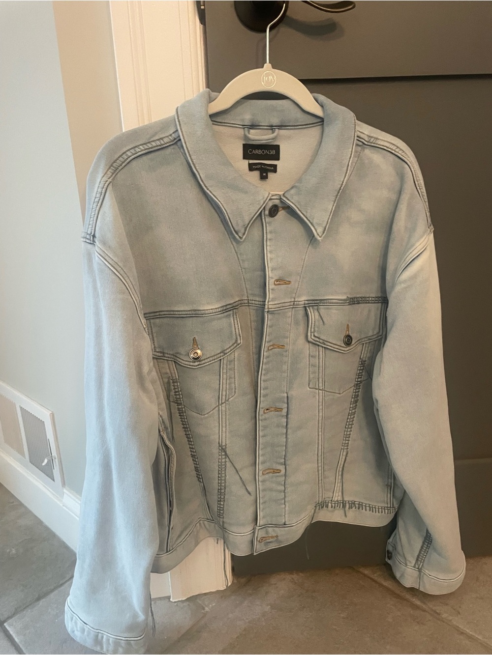 Carbon38 Faded Light Blue Denim Trucker Jacket